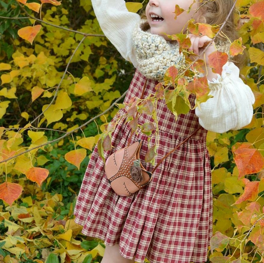 Boutique hand painted child's fox leather purse